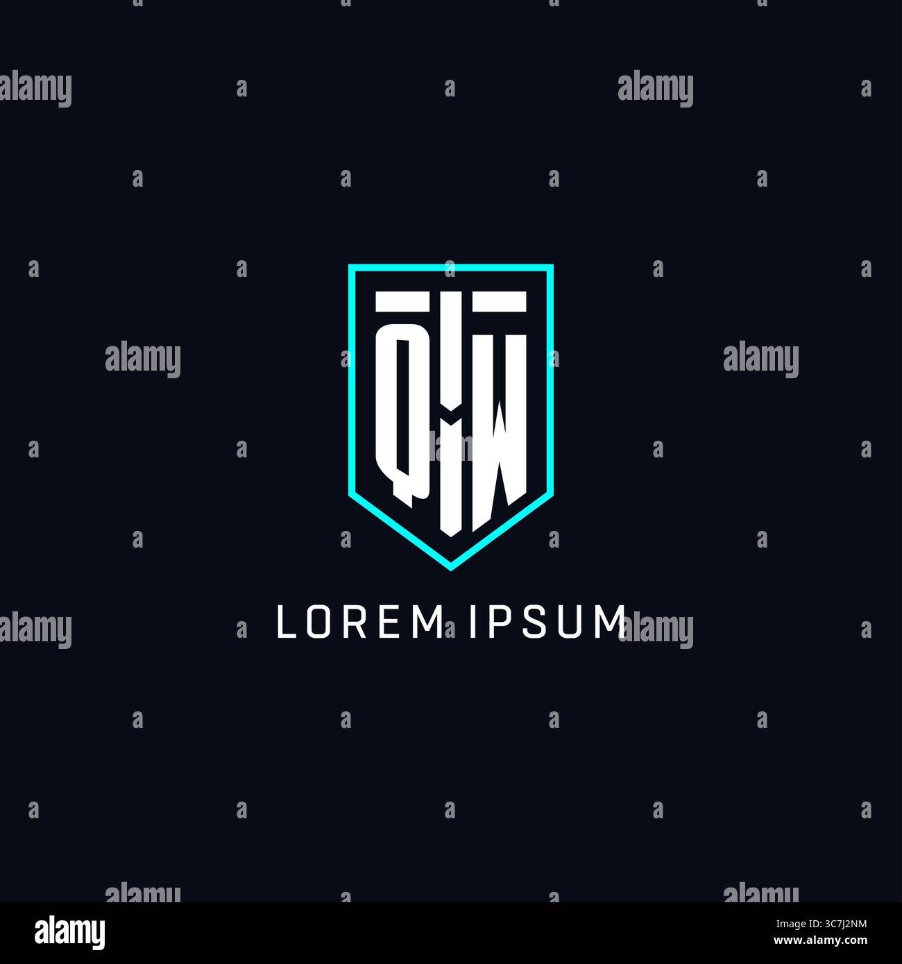 Monogram QW logo shield shape geometric style with simple creative initial logo design vector graphic Stock Vector
