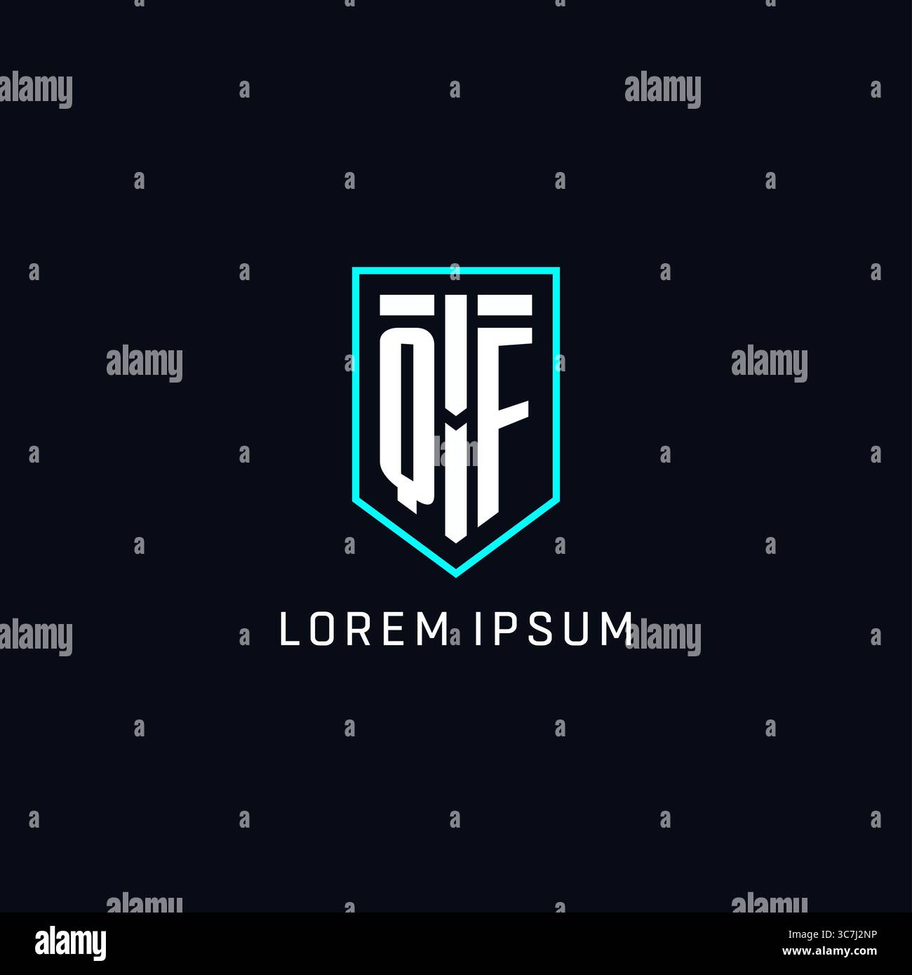 Monogram QF logo shield shape geometric style with simple creative initial logo design vector graphic Stock Vector