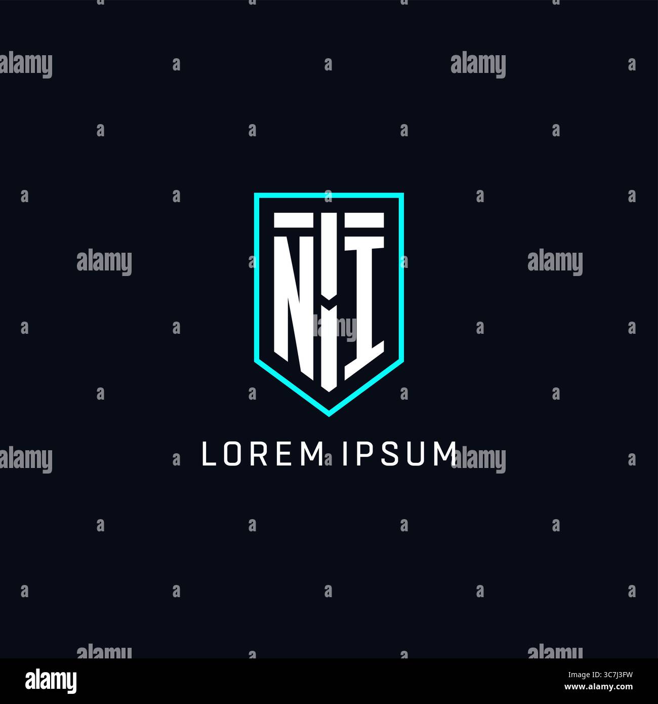 Monogram NI logo shield shape geometric style with simple creative initial logo design vector graphic Stock Vector