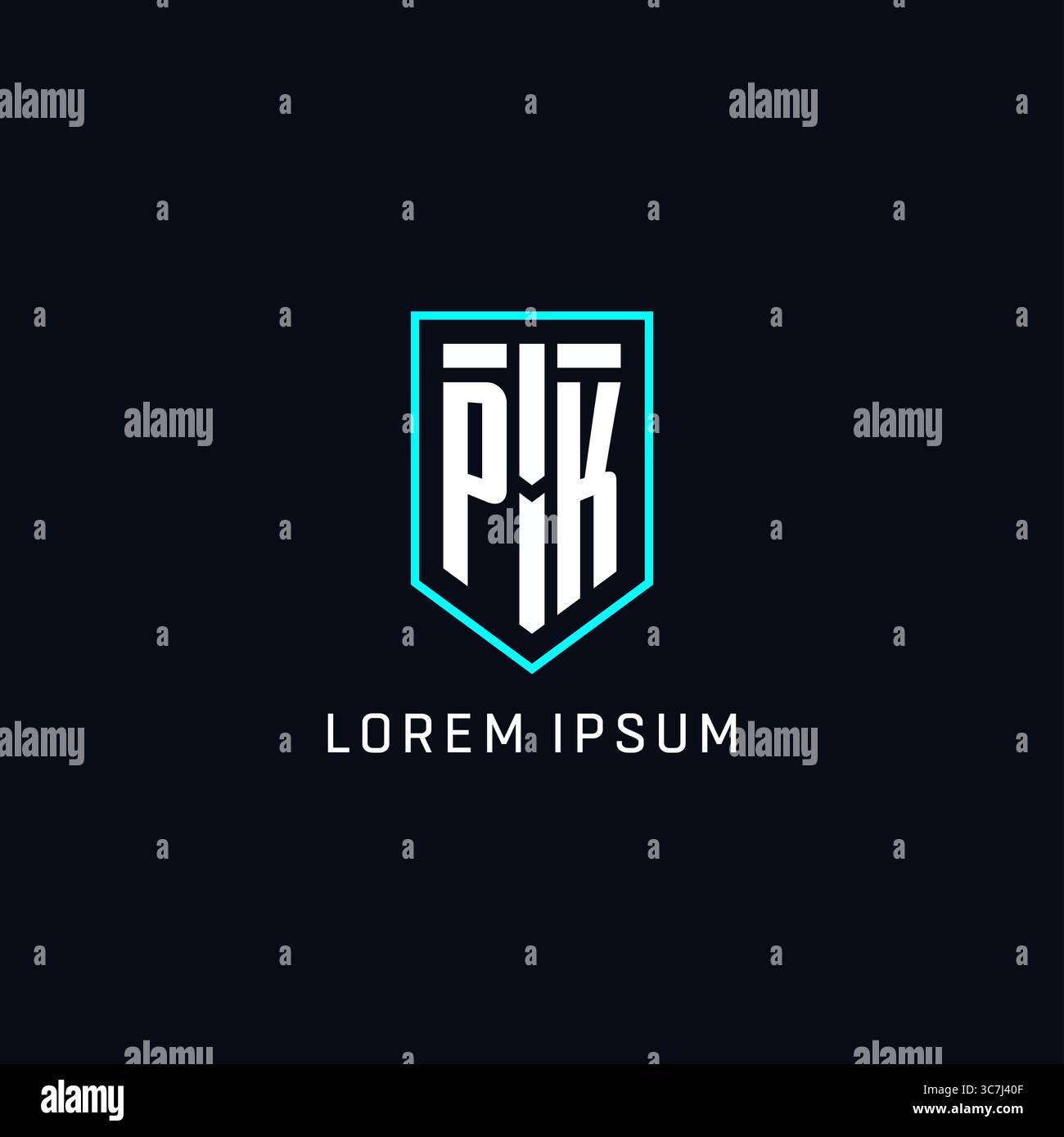 Monogram PK logo shield shape geometric style with simple creative initial logo design vector graphic Stock Vector
