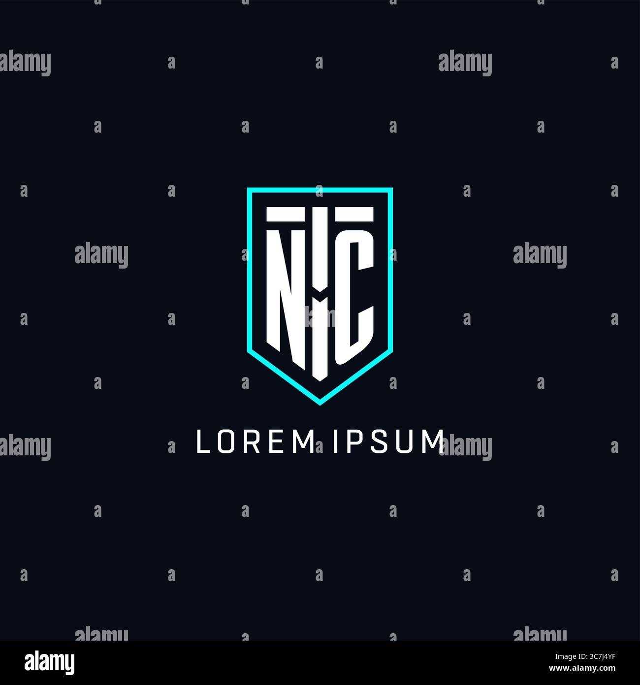 Monogram NC logo shield shape geometric style with simple creative initial logo design vector graphic Stock Vector