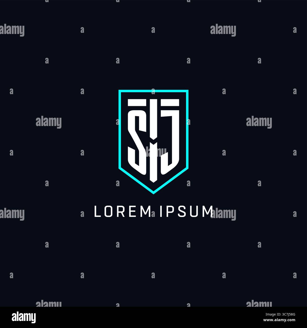 Monogram SJ logo shield shape geometric style with simple creative initial logo design vector graphic Stock Vector