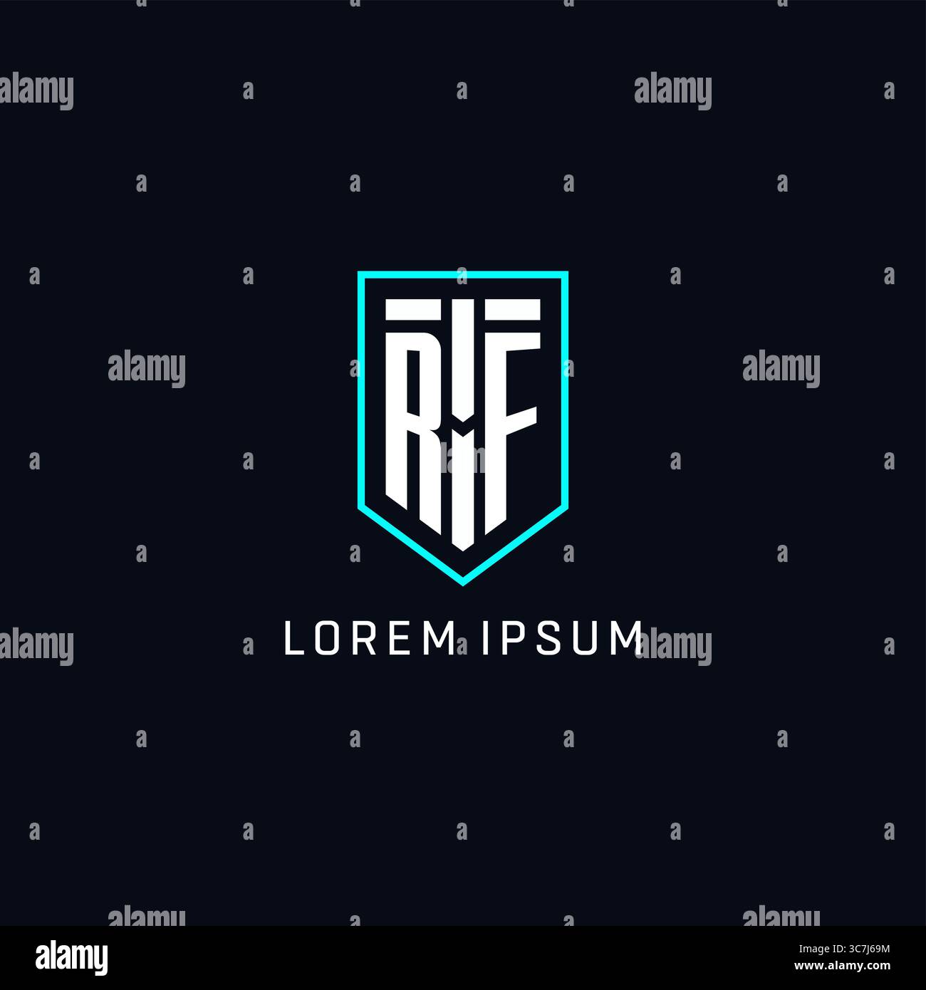 Monogram RF logo shield shape geometric style with simple creative initial logo design vector graphic Stock Vector
