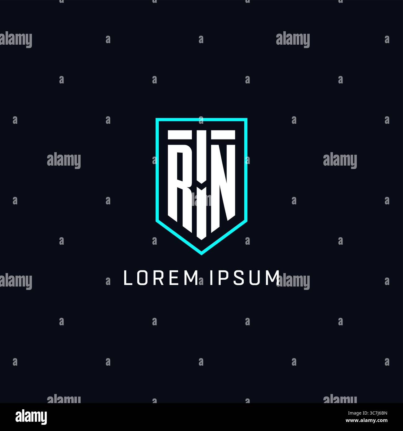 Monogram RN logo shield shape geometric style with simple creative initial logo design vector graphic Stock Vector