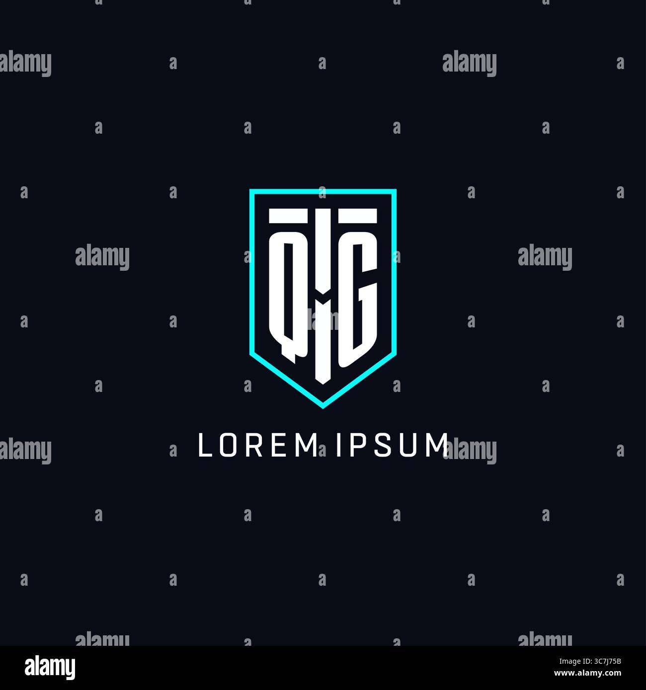 Monogram QG logo shield shape geometric style with simple creative initial logo design vector graphic Stock Vector