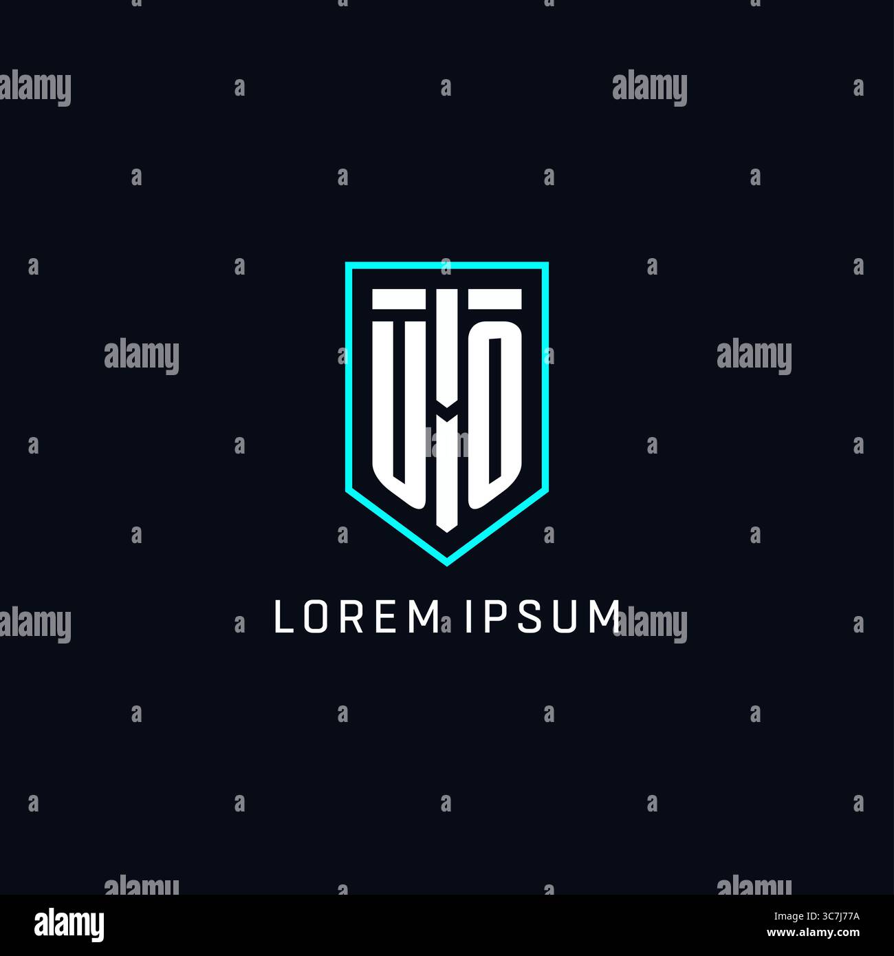 Monogram UO logo shield shape geometric style with simple creative initial logo design vector graphic Stock Vector