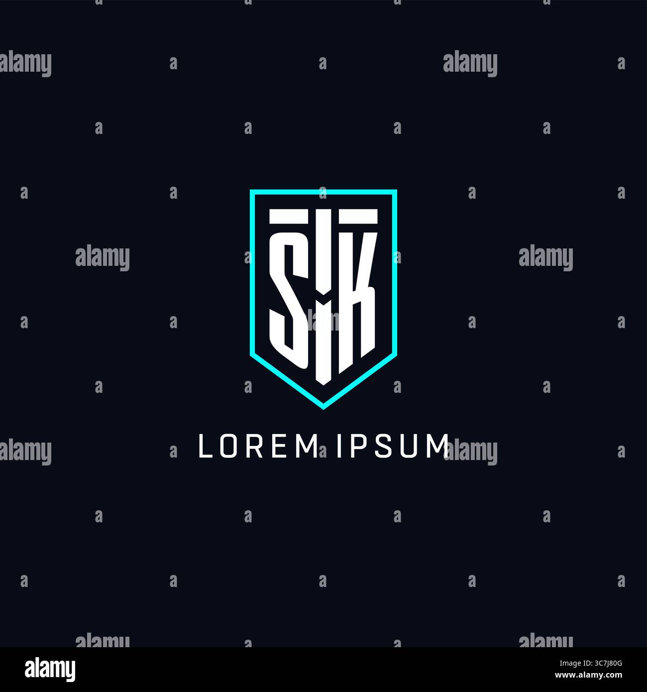 Monogram SK logo shield shape geometric style with simple creative initial logo design vector graphic Stock Vector