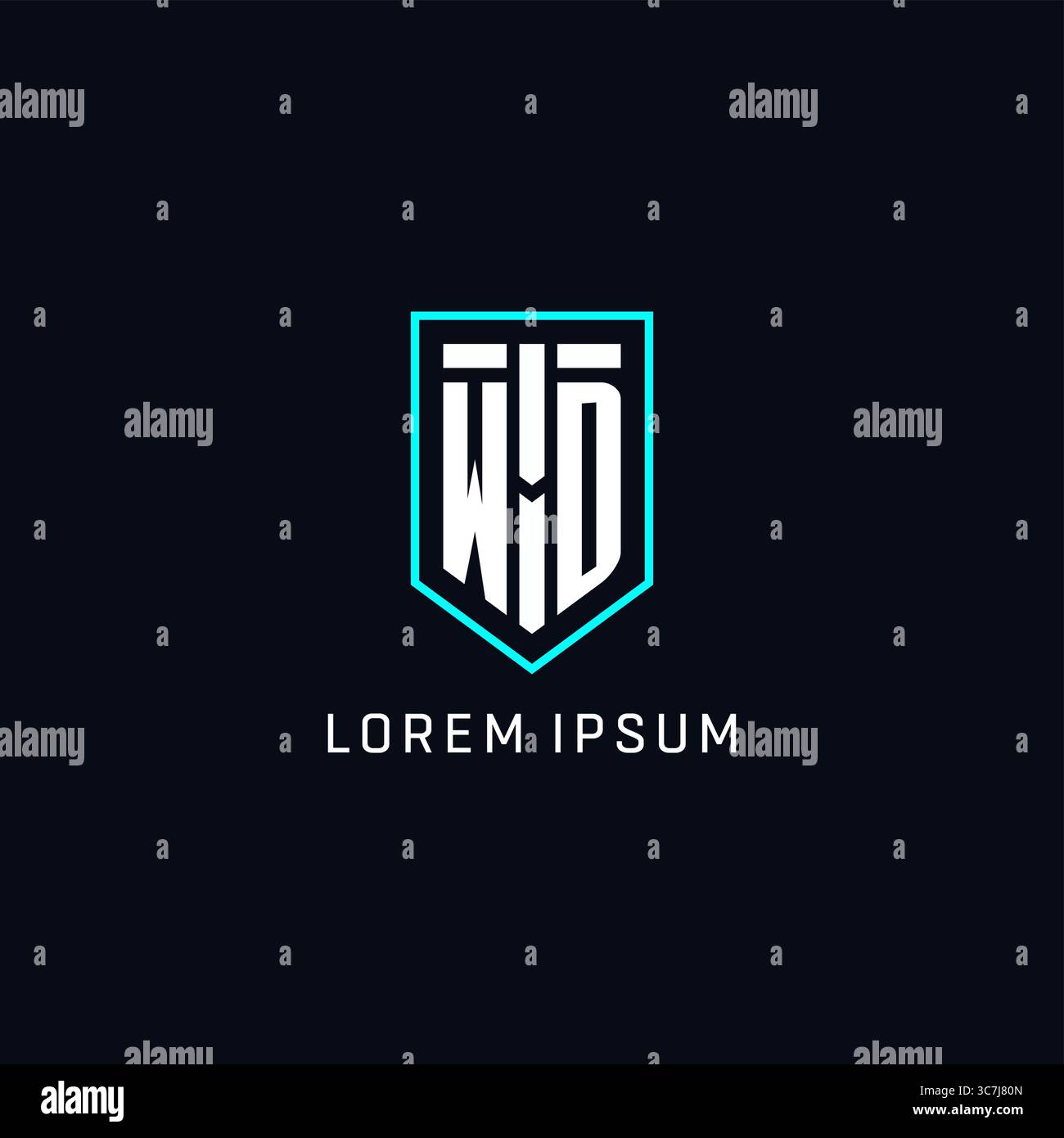 Monogram WD logo shield shape geometric style with simple creative initial logo design vector graphic Stock Vector
