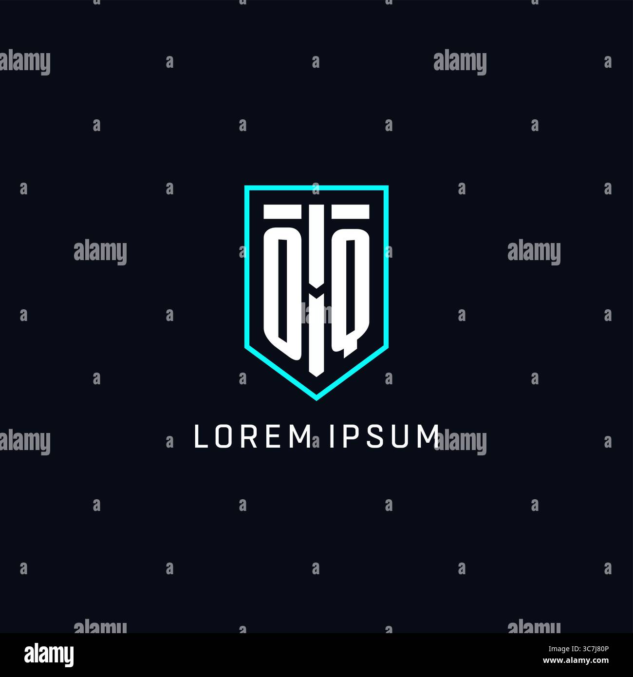 Monogram OQ logo shield shape geometric style with simple creative initial logo design vector graphic Stock Vector
