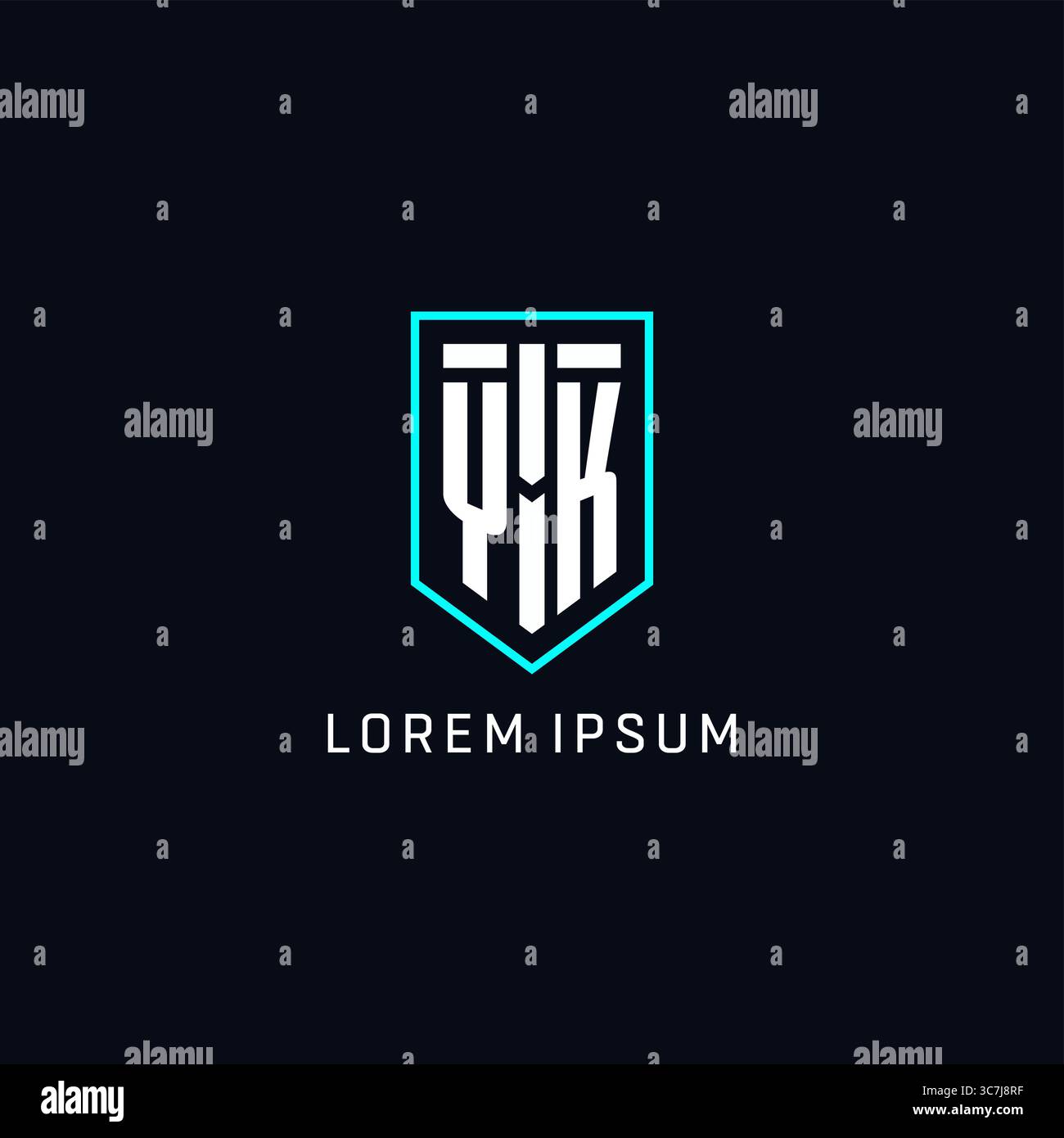 Monogram YK logo shield shape geometric style with simple creative initial logo design vector graphic Stock Vector
