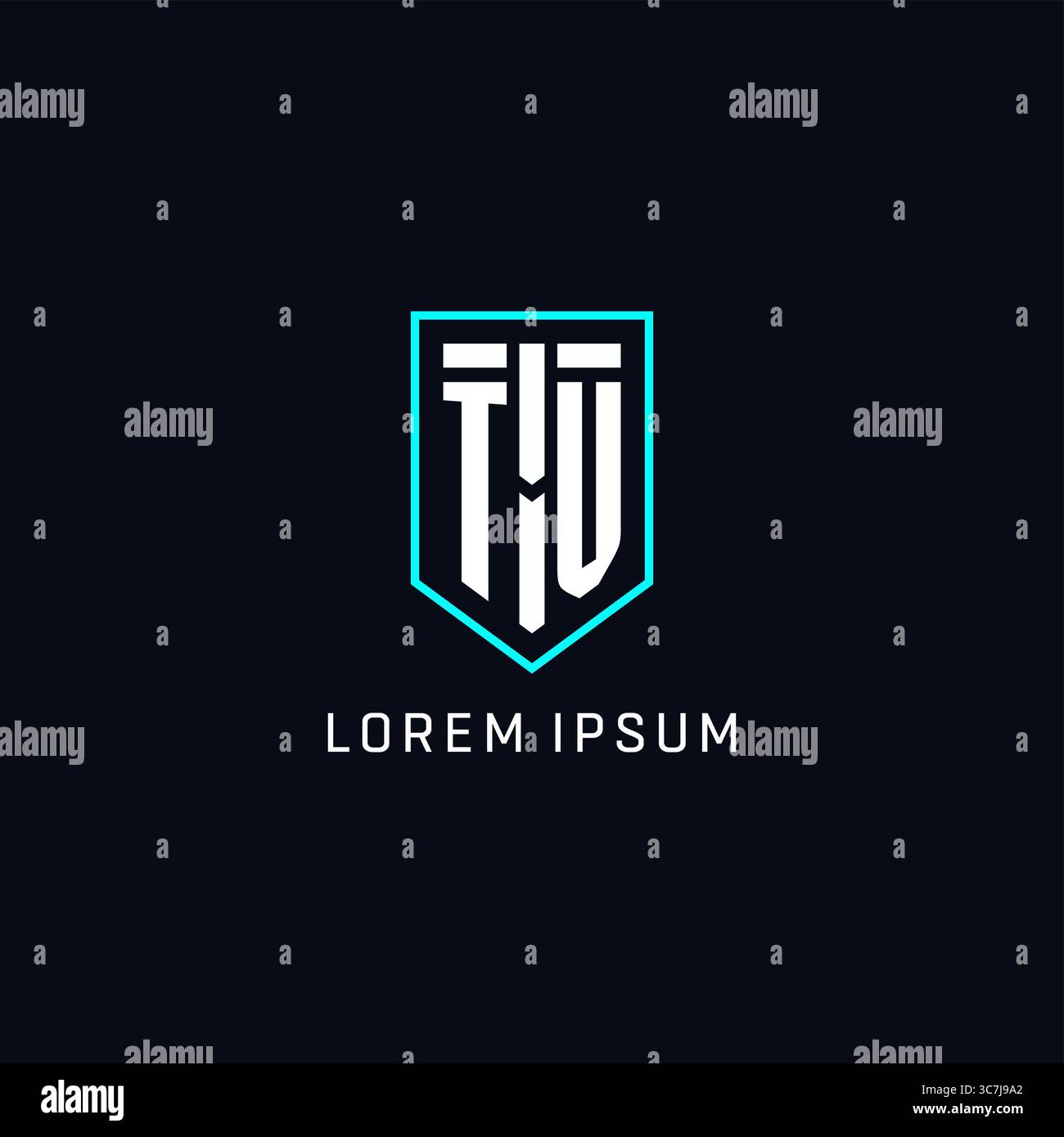 Monogram TV logo shield shape geometric style with simple creative initial logo design vector graphic Stock Vector