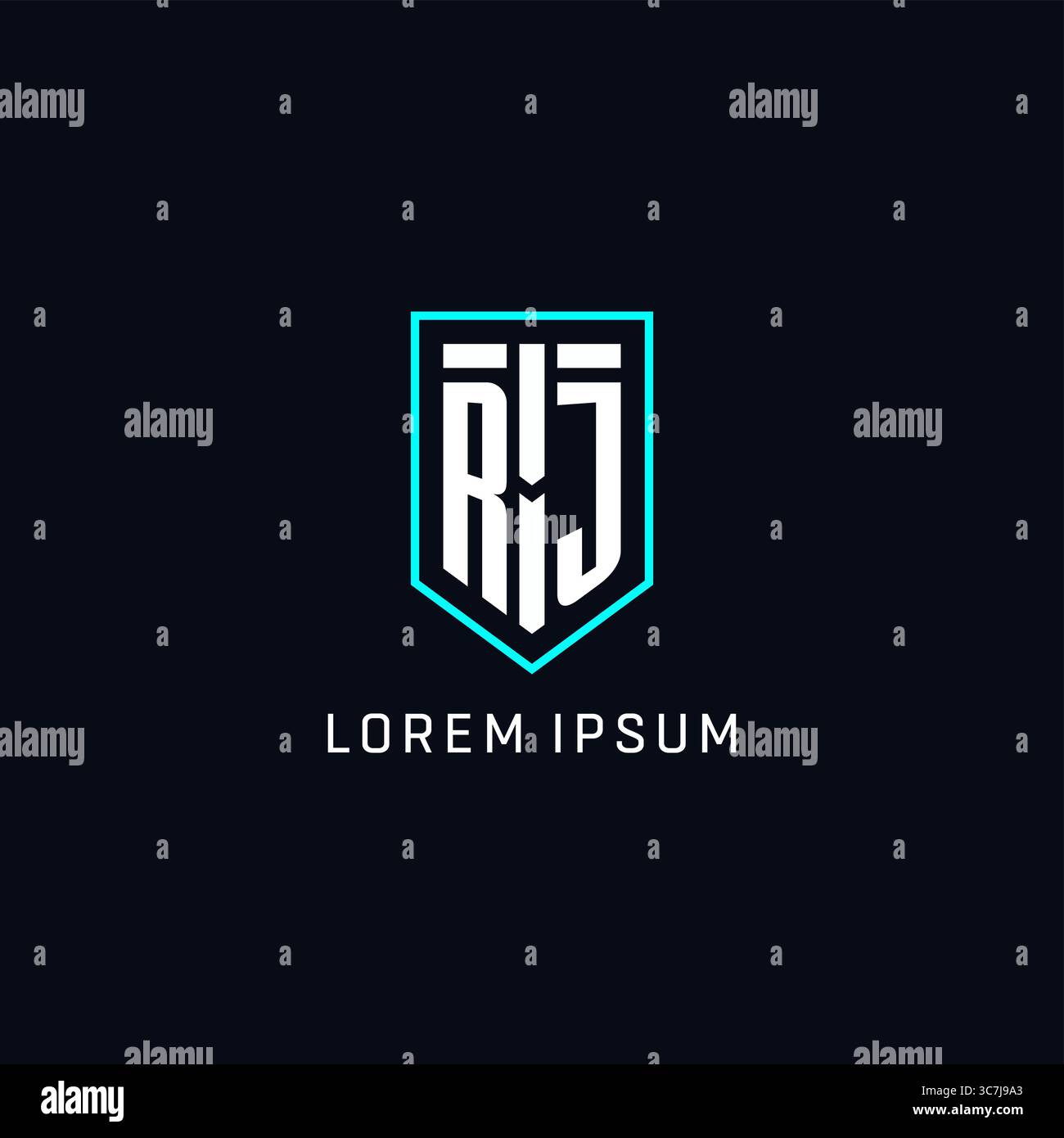 Monogram RJ logo shield shape geometric style with simple creative initial logo design vector graphic Stock Vector
