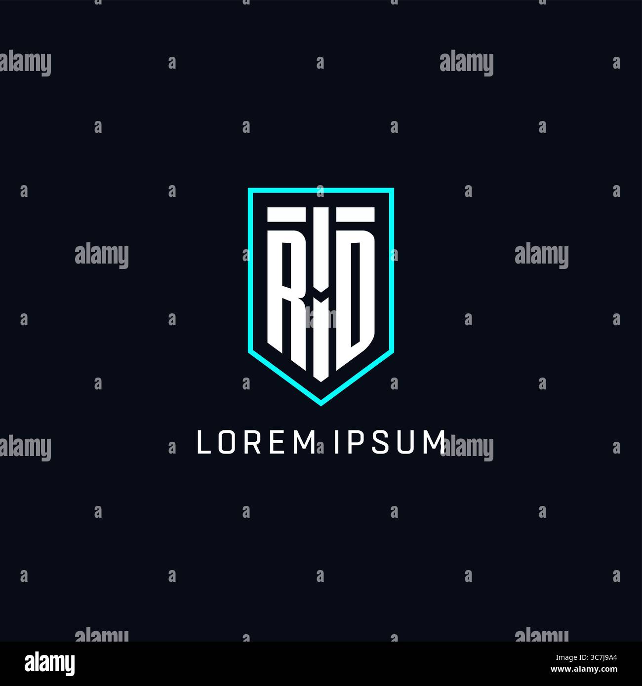 Monogram RD logo shield shape geometric style with simple creative initial logo design vector graphic Stock Vector
