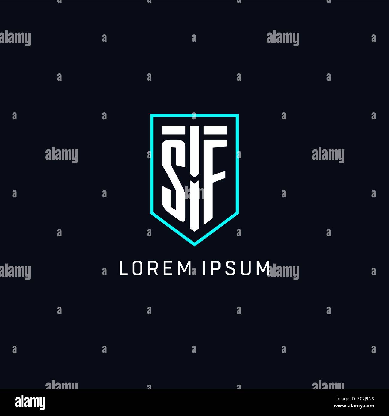 Monogram SF logo shield shape geometric style with simple creative initial logo design vector graphic Stock Vector