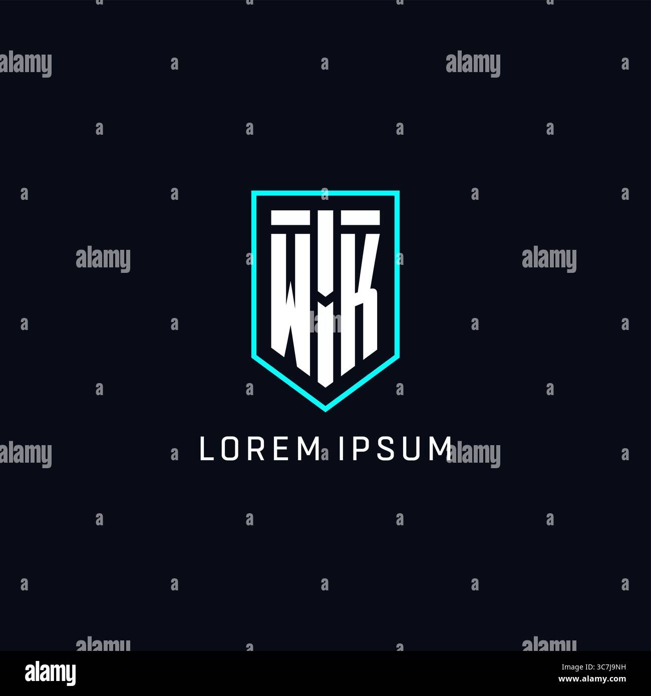 Monogram WK logo shield shape geometric style with simple creative initial logo design vector graphic Stock Vector