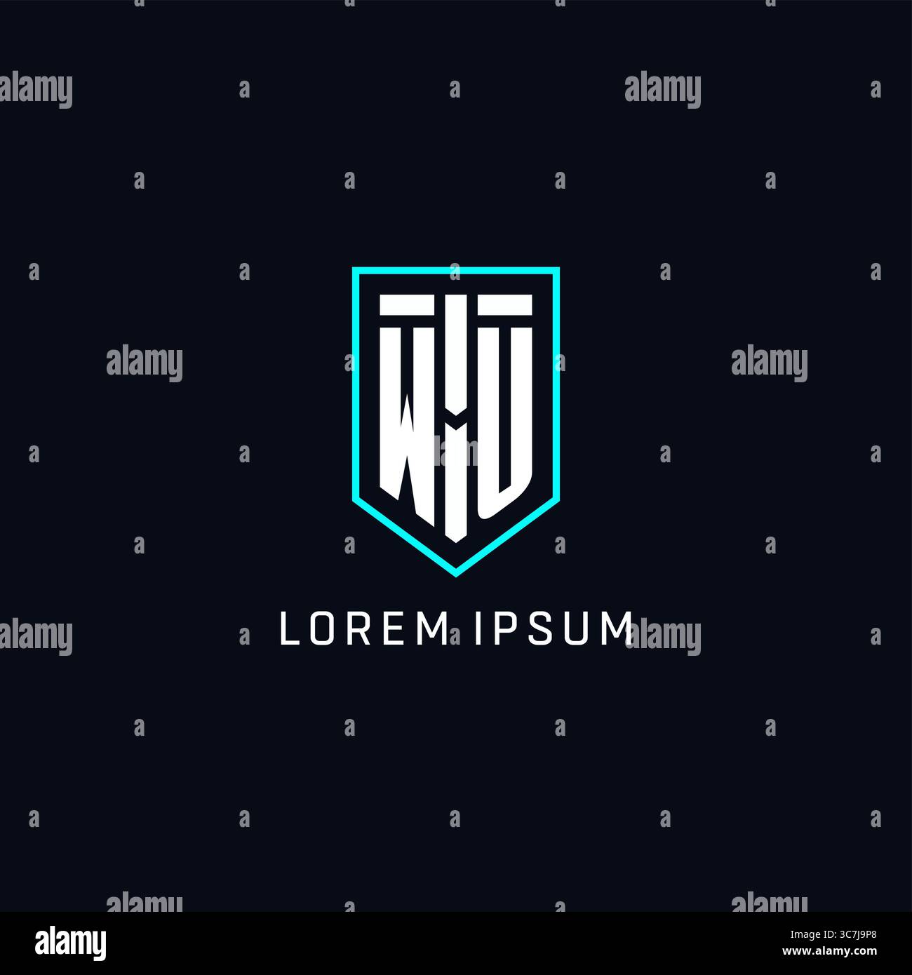 Monogram WU logo shield shape geometric style with simple creative initial logo design vector graphic Stock Vector