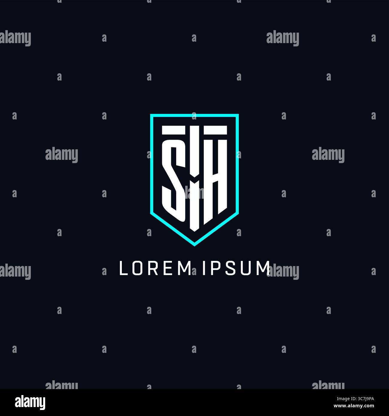 Monogram SH logo shield shape geometric style with simple creative initial logo design vector graphic Stock Vector
