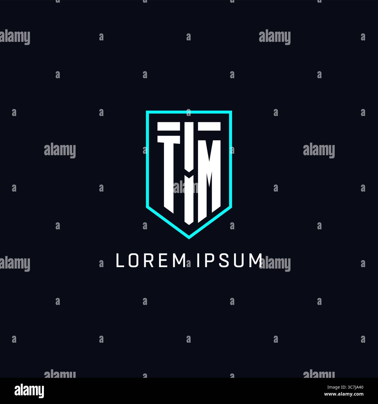 Monogram TM logo shield shape geometric style with simple creative initial logo design vector graphic Stock Vector