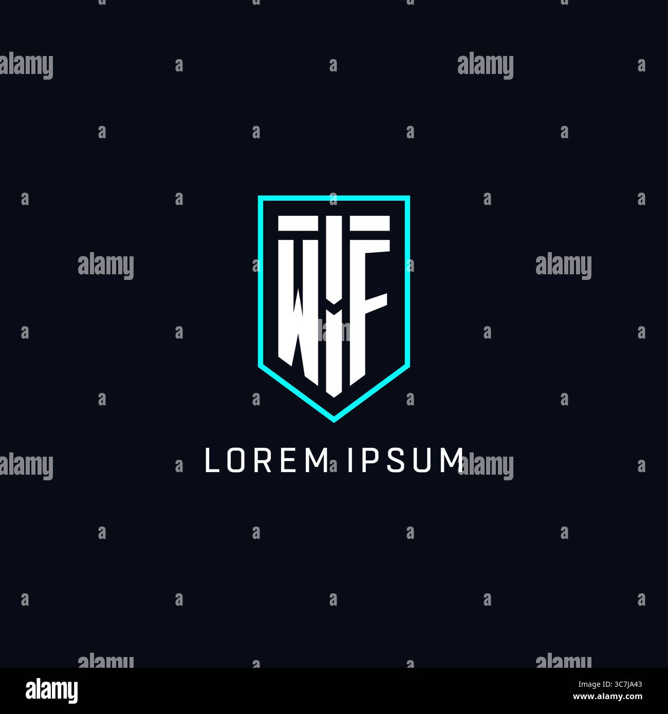 Monogram WF logo shield shape geometric style with simple creative initial logo design vector graphic Stock Vector