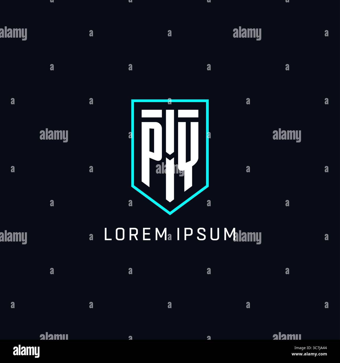 Monogram PY logo shield shape geometric style with simple creative initial logo design vector graphic Stock Vector