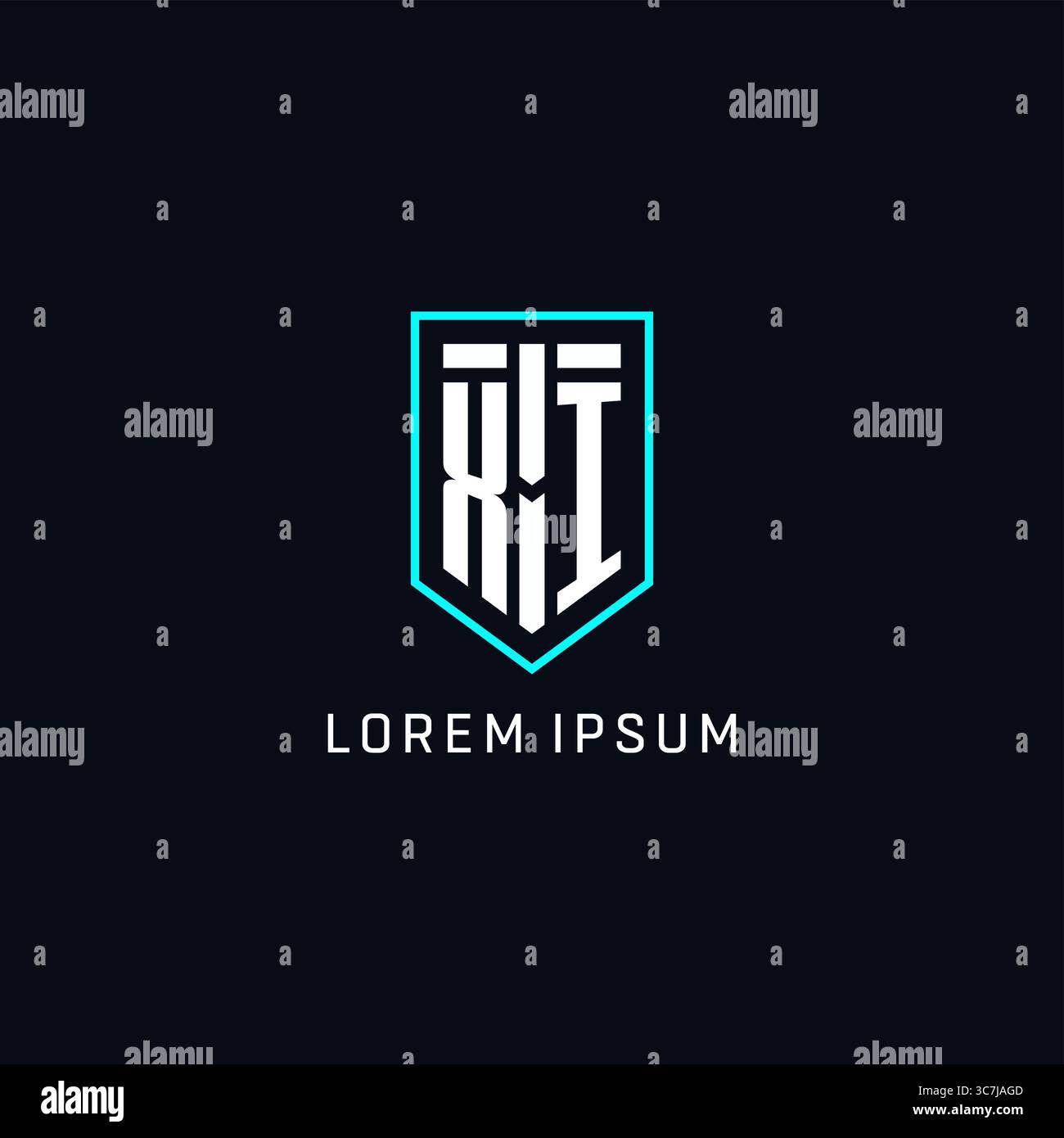 Monogram XI logo shield shape geometric style with simple creative initial logo design vector graphic Stock Vector