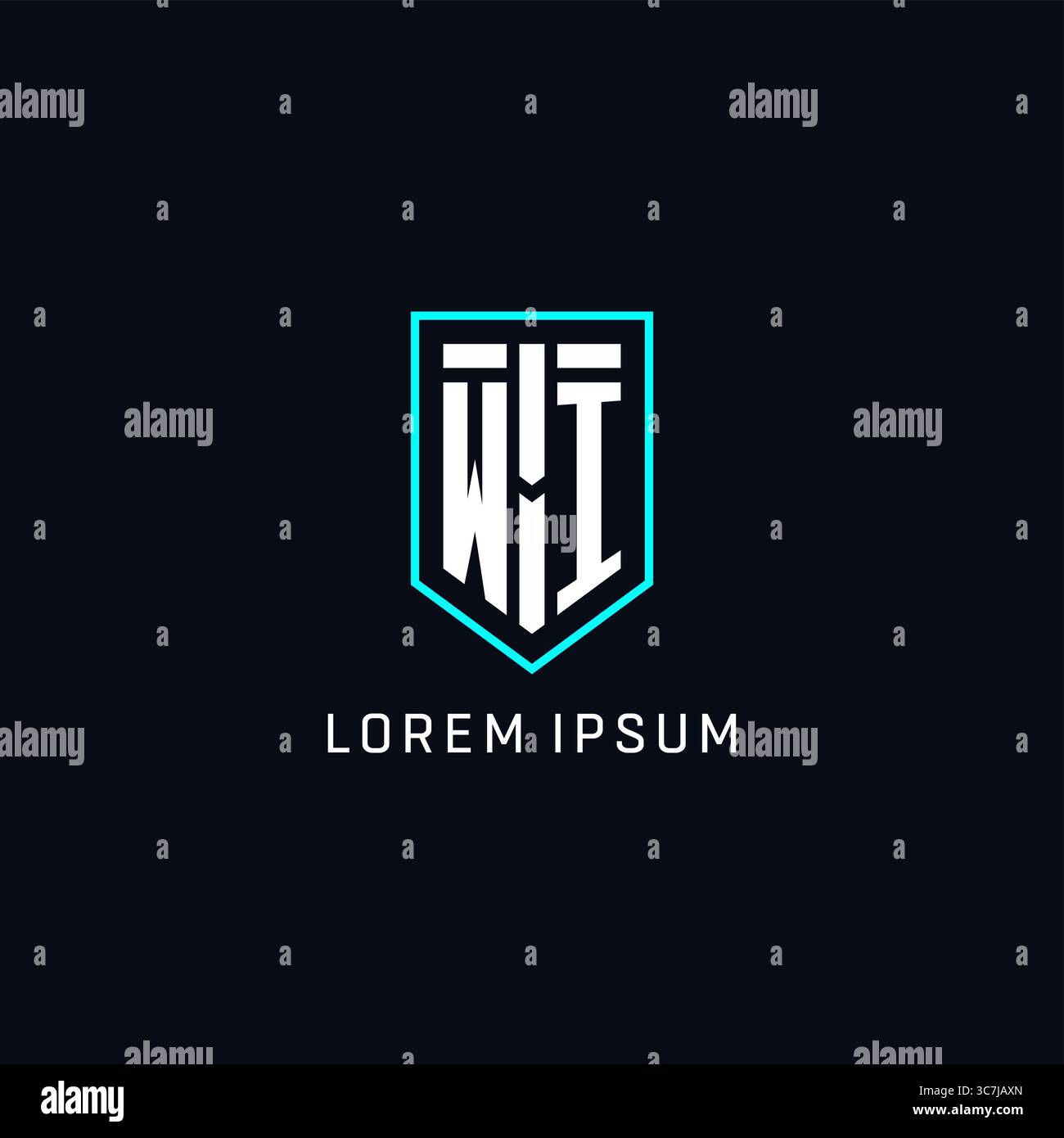 Monogram WI logo shield shape geometric style with simple creative initial logo design vector graphic Stock Vector