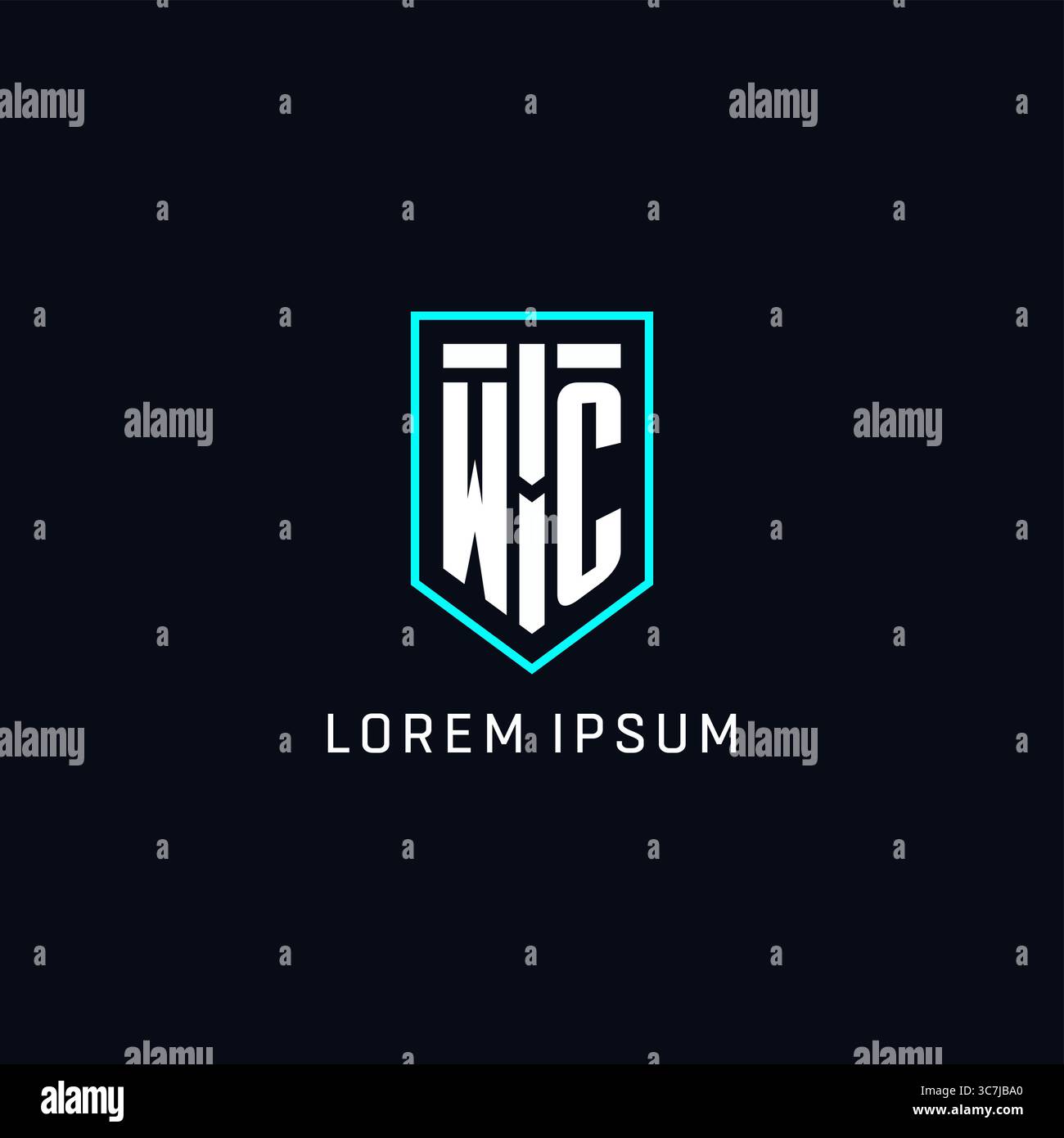 Monogram WC logo shield shape geometric style with simple creative initial logo design vector graphic Stock Vector