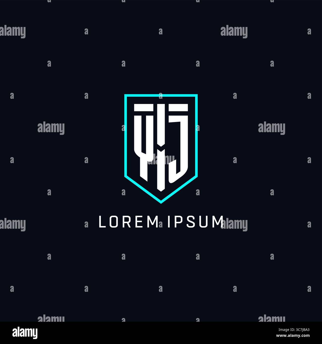 Monogram YJ logo shield shape geometric style with simple creative initial logo design vector graphic Stock Vector