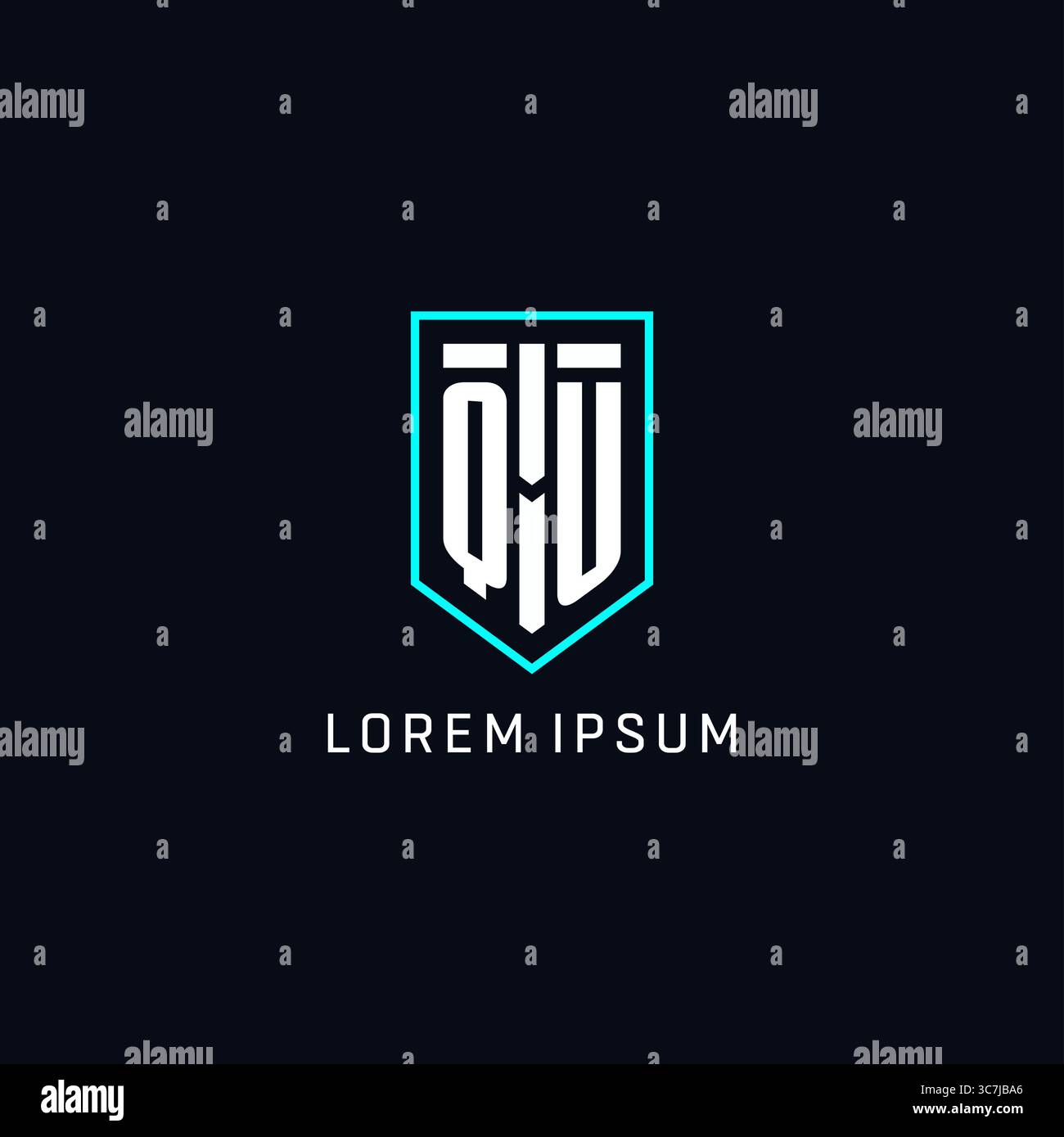 Monogram QU logo shield shape geometric style with simple creative initial logo design vector graphic Stock Vector
