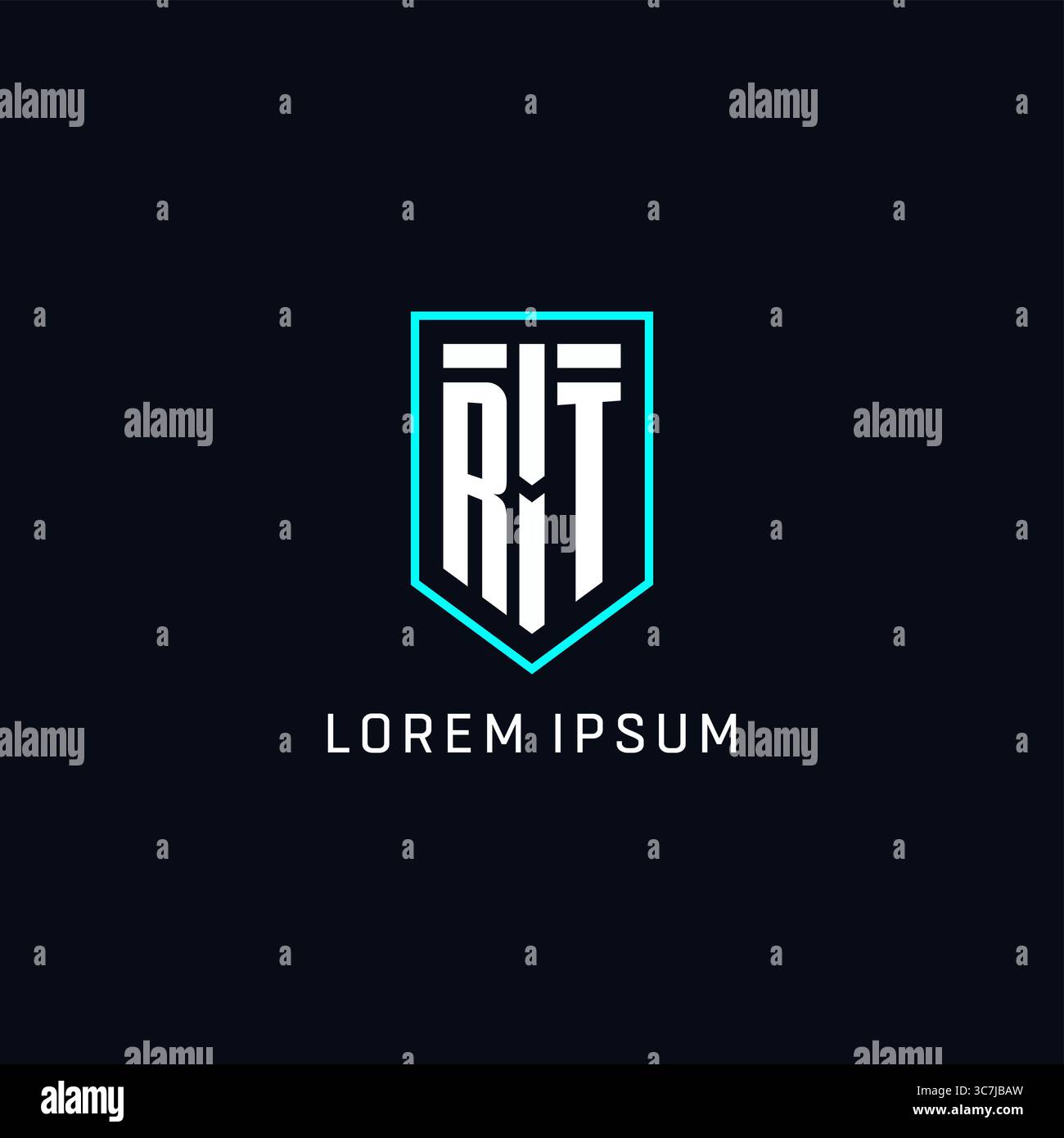 Monogram RT logo shield shape geometric style with simple creative initial logo design vector graphic Stock Vector