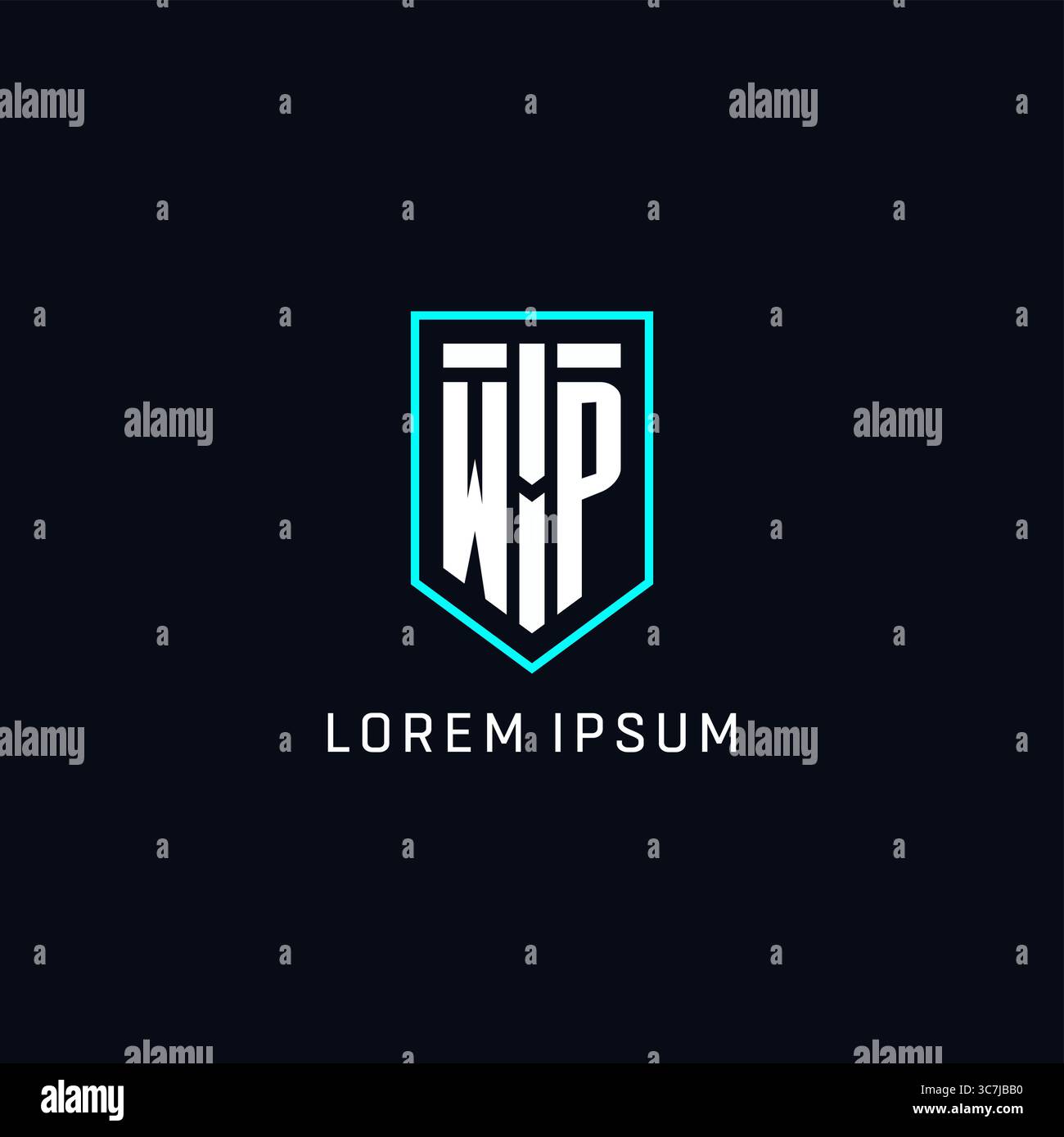 Monogram WP logo shield shape geometric style with simple creative initial logo design vector graphic Stock Vector