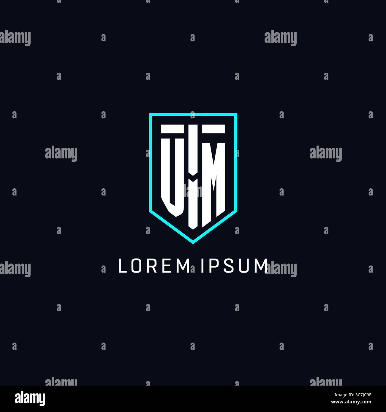 Monogram VM logo shield shape geometric style with simple creative initial logo design vector graphic Stock Vector