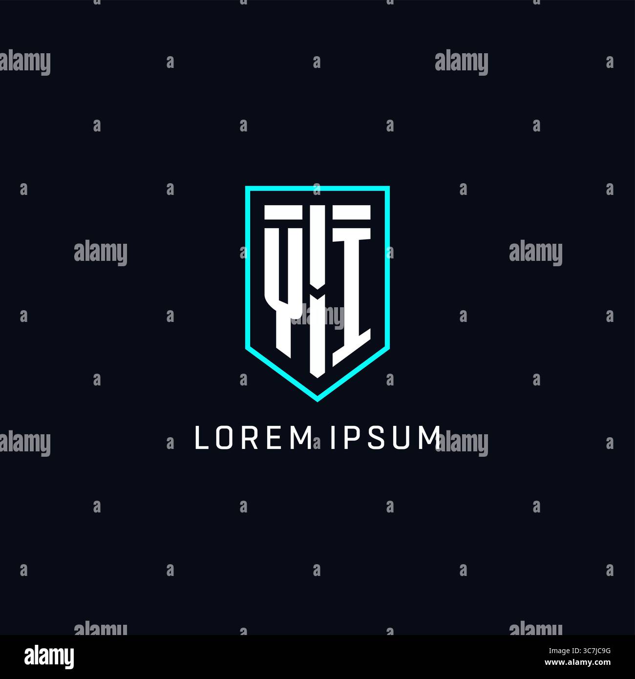 Monogram YI logo shield shape geometric style with simple creative initial logo design vector graphic Stock Vector