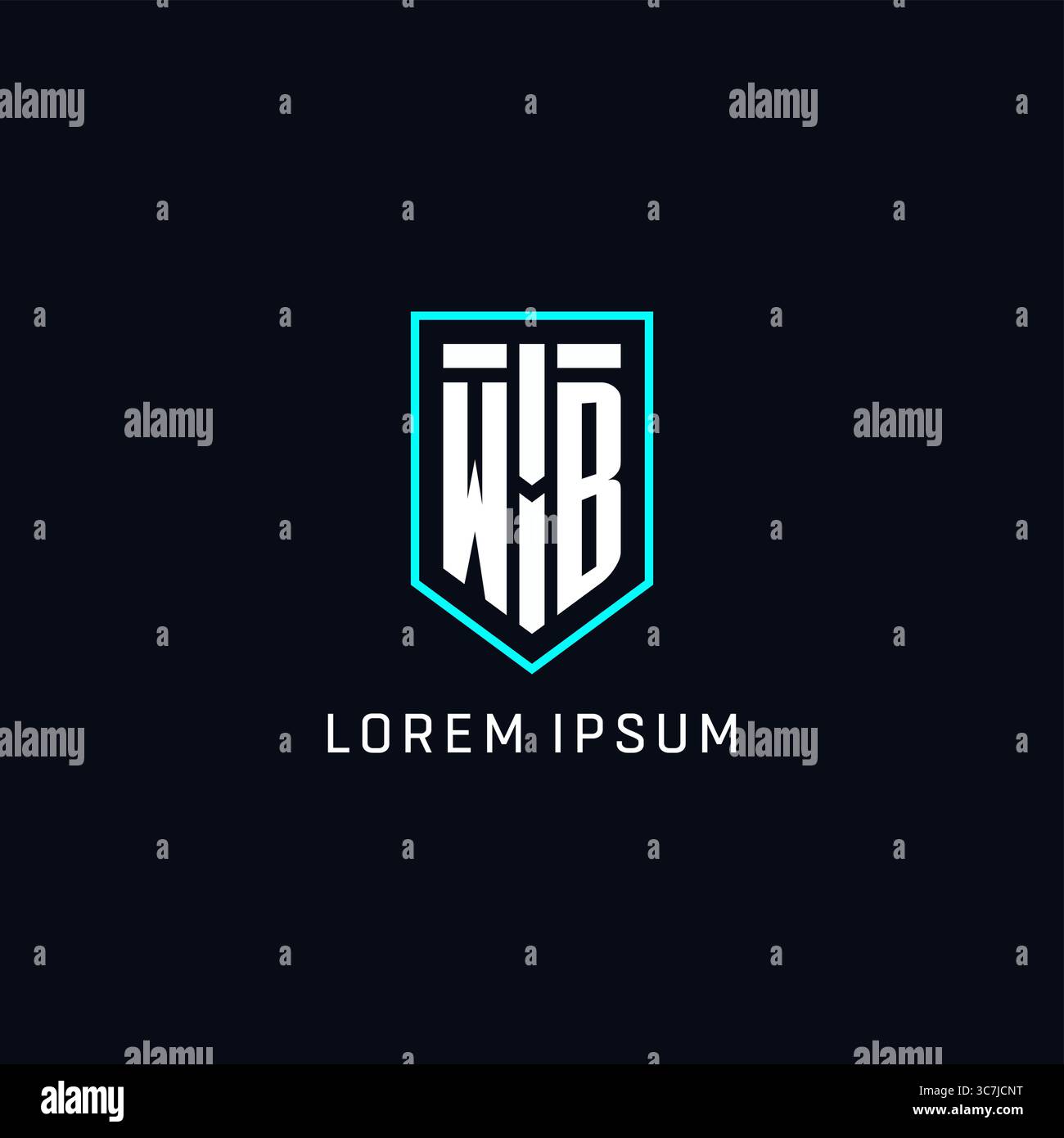 Monogram WB logo shield shape geometric style with simple creative initial logo design vector graphic Stock Vector
