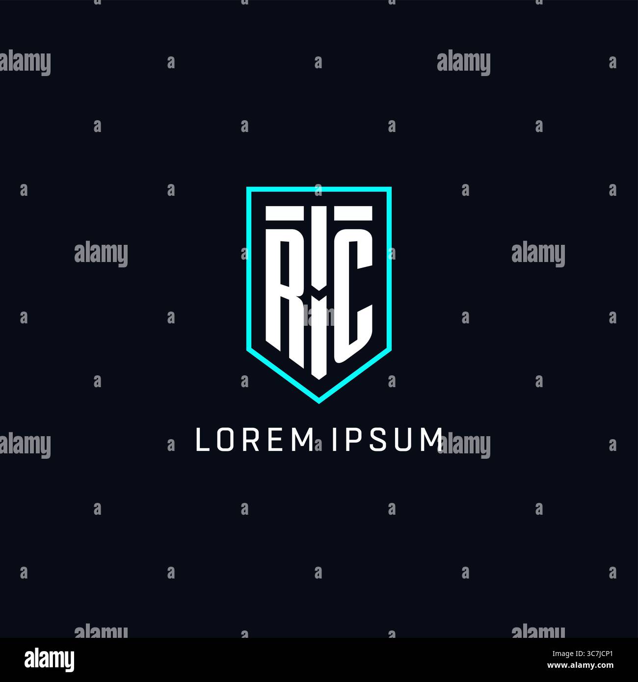 Monogram RC logo shield shape geometric style with simple creative initial logo design vector graphic Stock Vector