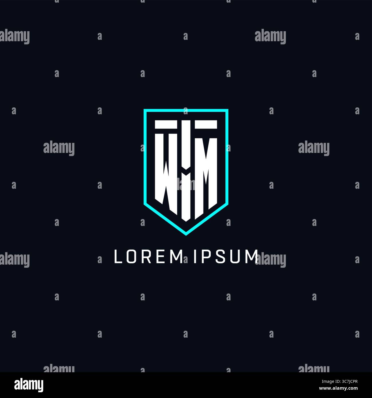Monogram WM logo shield shape geometric style with simple creative initial logo design vector graphic Stock Vector