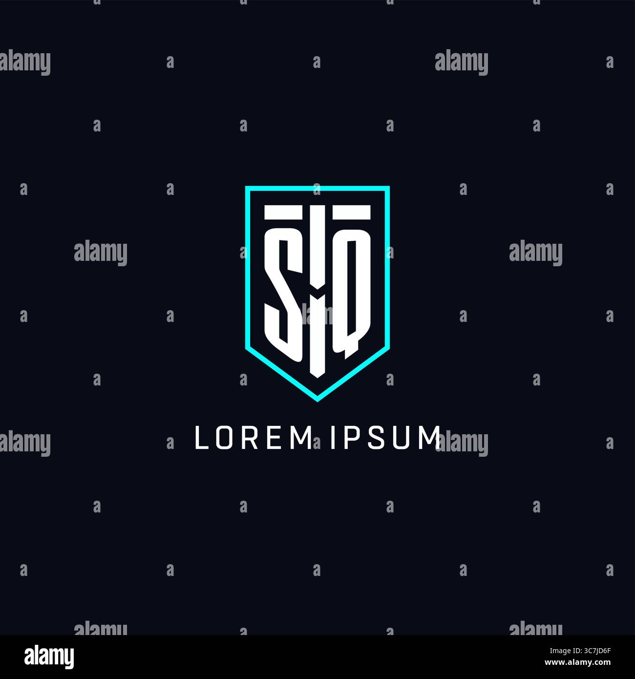 Monogram SQ logo shield shape geometric style with simple creative initial logo design vector graphic Stock Vector