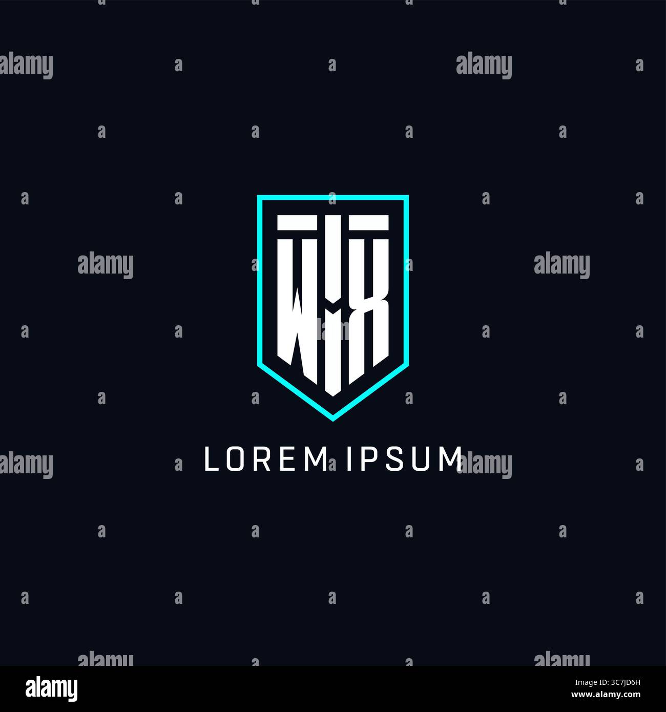 Monogram WX logo shield shape geometric style with simple creative initial logo design vector graphic Stock Vector