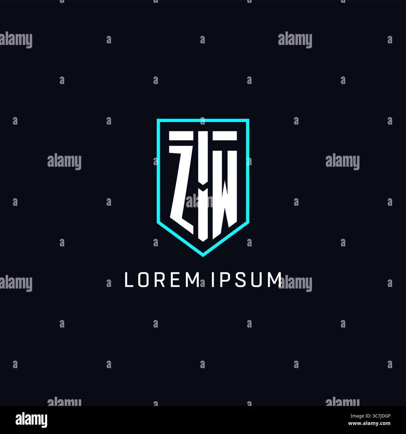 Monogram ZW logo shield shape geometric style with simple creative initial logo design vector graphic Stock Vector