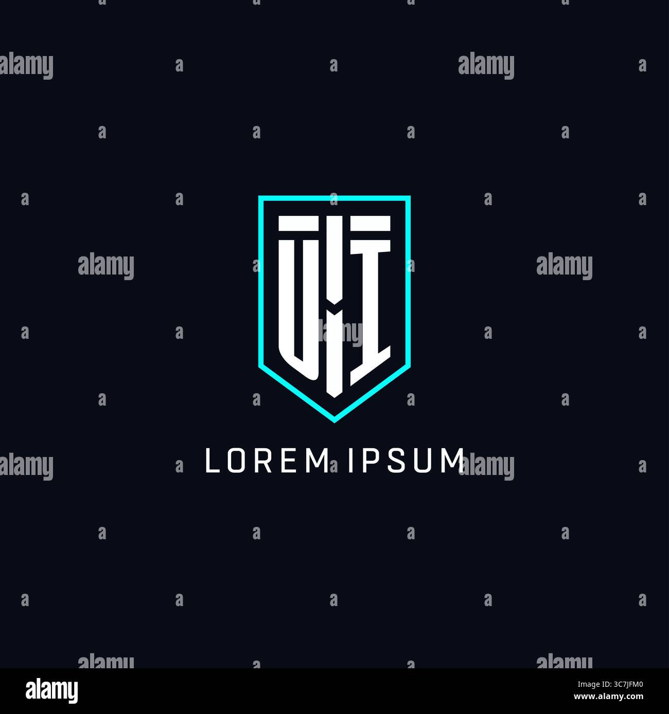 Monogram UI logo shield shape geometric style with simple creative initial logo design vector graphic Stock Vector