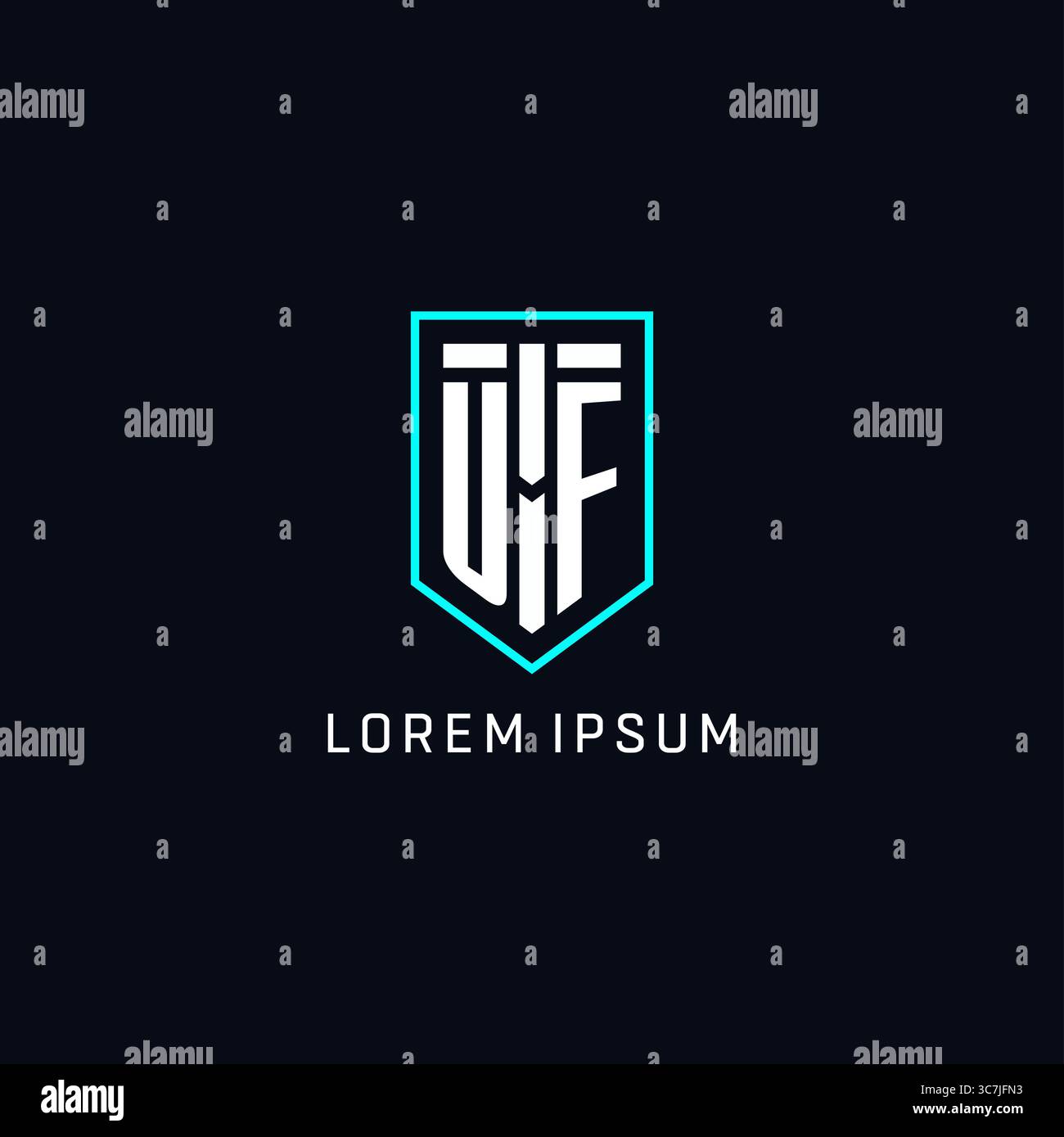 Monogram UF logo shield shape geometric style with simple creative initial logo design vector graphic Stock Vector