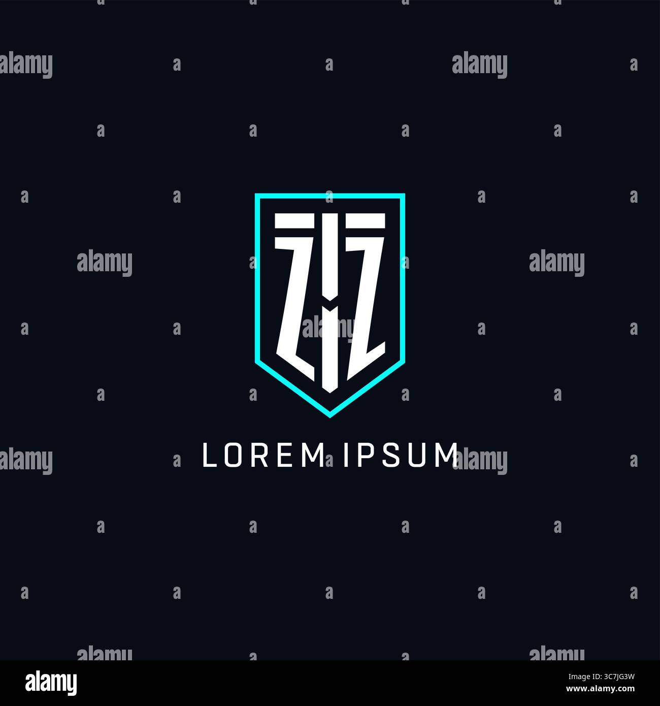 Monogram ZZ logo shield shape geometric style with simple creative initial logo design vector graphic Stock Vector