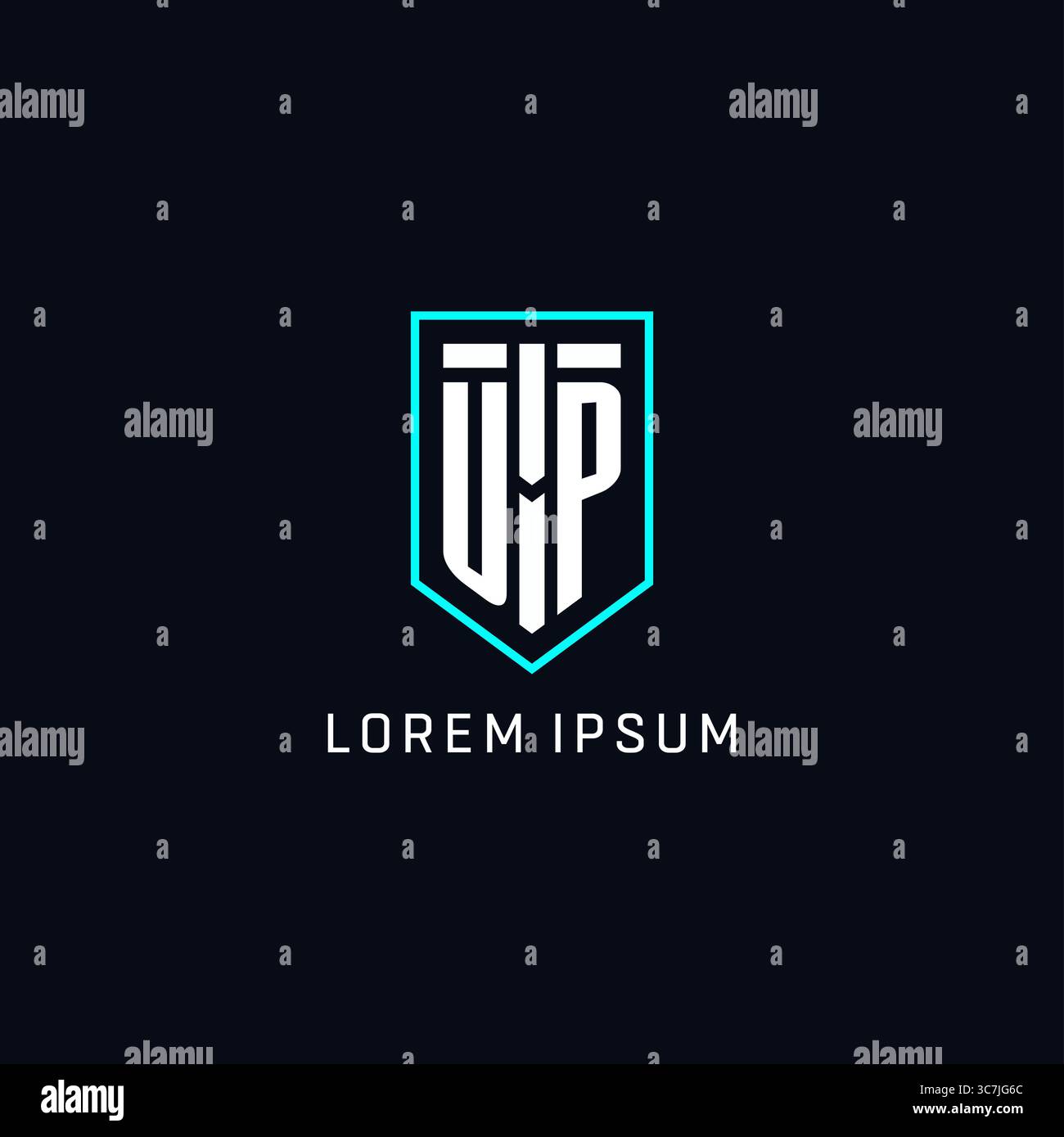 Monogram UP logo shield shape geometric style with simple creative initial logo design vector graphic Stock Vector