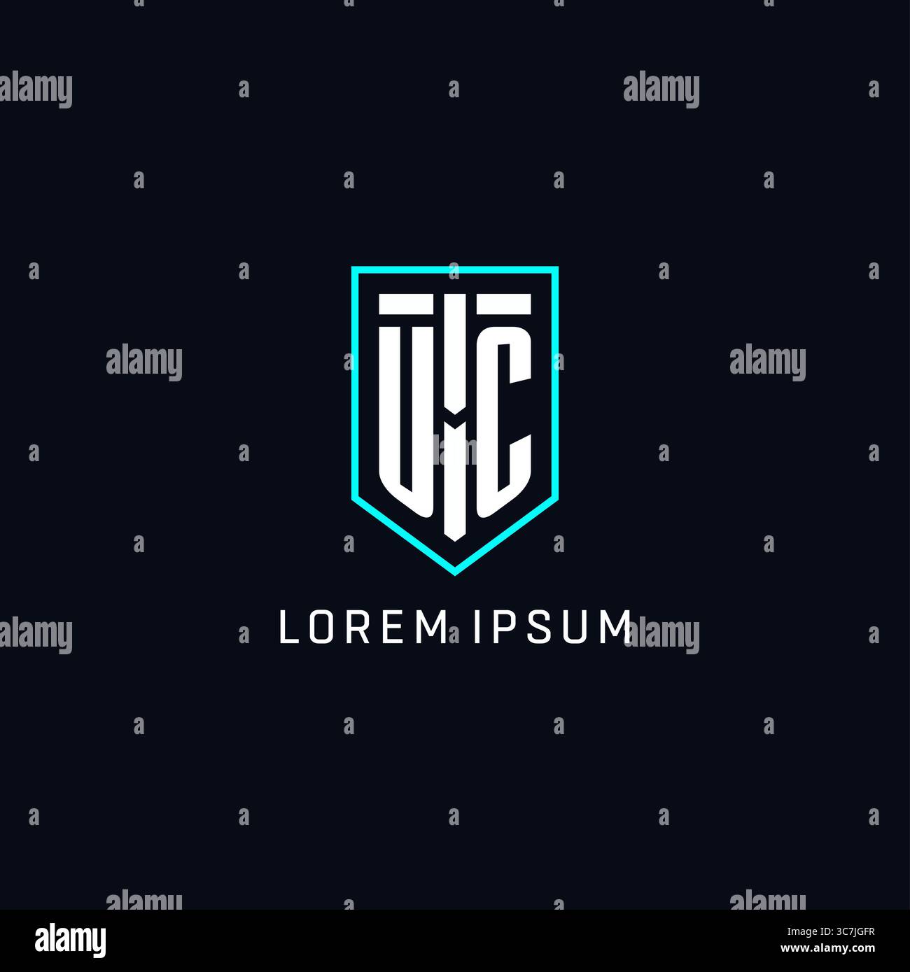 Monogram UC logo shield shape geometric style with simple creative initial logo design vector graphic Stock Vector