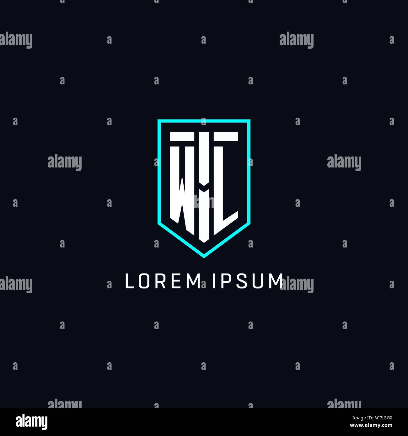 Monogram WL logo shield shape geometric style with simple creative initial logo design vector graphic Stock Vector