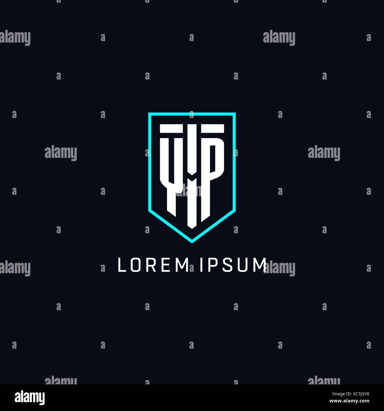 Monogram YP logo shield shape geometric style with simple creative initial logo design vector graphic Stock Vector
