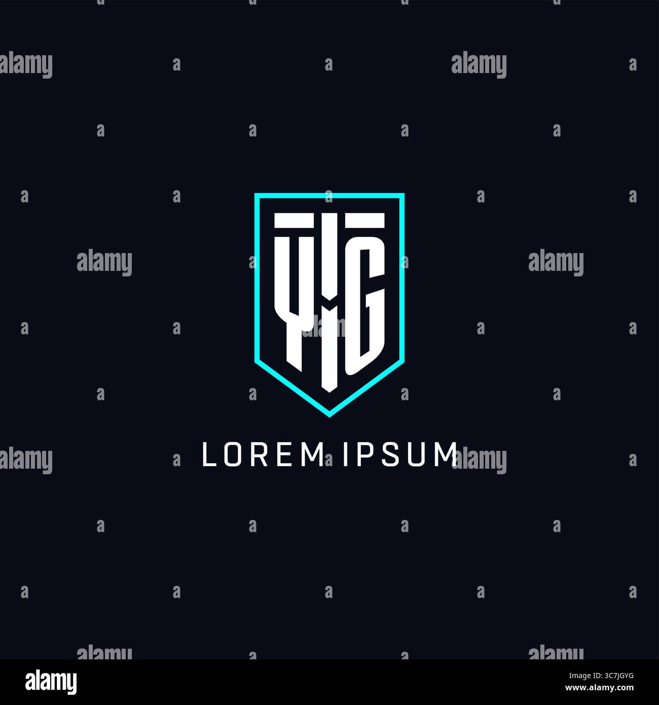 Monogram YG logo shield shape geometric style with simple creative initial logo design vector graphic Stock Vector