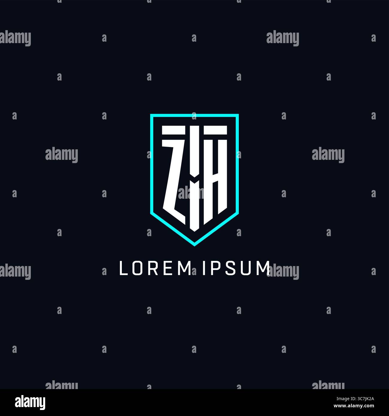 Monogram ZH logo shield shape geometric style with simple creative initial logo design vector graphic Stock Vector