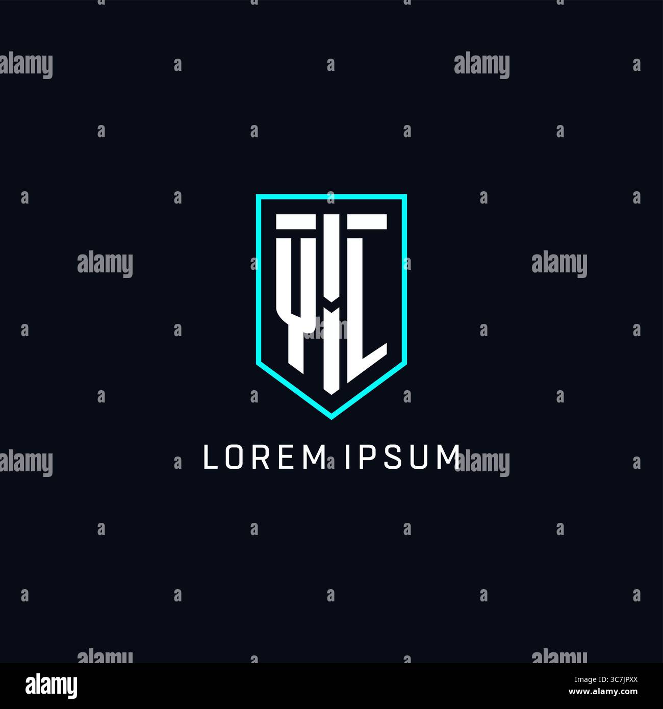 Monogram YL logo shield shape geometric style with simple creative initial logo design vector graphic Stock Vector