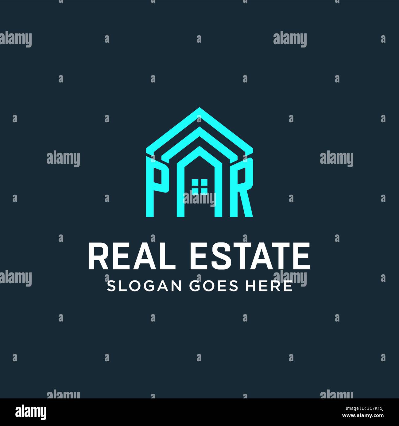 Initial letter PR roof logo real estate with creative and modern logo style vector graphic vector graphic Stock Vector